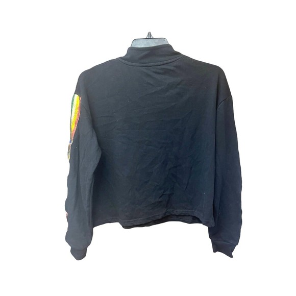 Disney Black Mickey Mouse Rainbow Pride Qtr Zip Cropped Jacket/Shirt L 11-13 - Picture 4 of 5